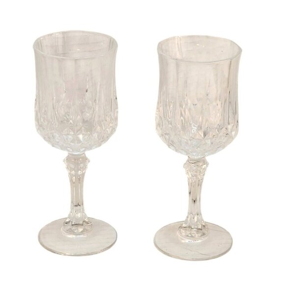 Vintage Crystal Wine Goblets Set Of 2 Elegant Glassware 6.5" Cristal d'Arques Wi - Picture 1 of 6